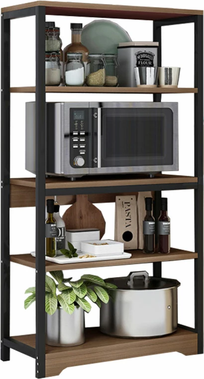 Njësi rafti për dysheme Obra metalike, ngjyrë arre-e zezë, 60x30x126 cm