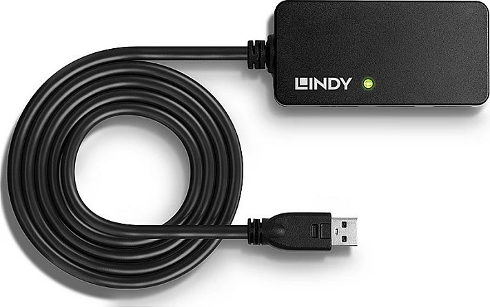 Hub USB aktiv zgjatues Lindy 10m, USB 3.2 Gen 1 Type-A, 4 porta, 5Gbps, i zi
