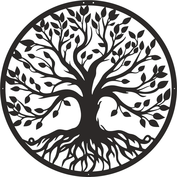 Dekor muri Treelife, metal i zi, 80x1.5cm