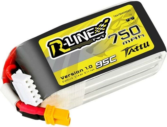 Bateri LiPo Tattu R-Line 750mAh 14.8V 95C 4S1P XT30