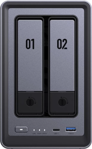 Pajisje NAS UGREEN NASync DXP2800, Intel N100, 8GB DDR5, 2x SATA + 2x M.2, 2.5GbE, gri e errët