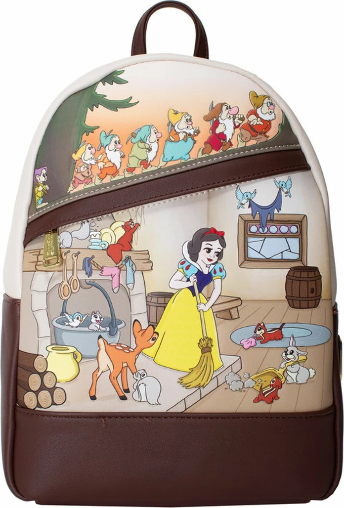 Çantë shpine mini Loungefly Disney Snow White and the Seven Dwarfs Multi Scene, lëkurë vegane, 22.9x26.7x11.5 cm, kafe/krem