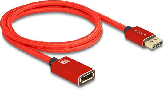 Kabllo zgjatëse DisplayPort DeLOCK 1 m, 8K 60Hz, DP 1.4, e kuqe