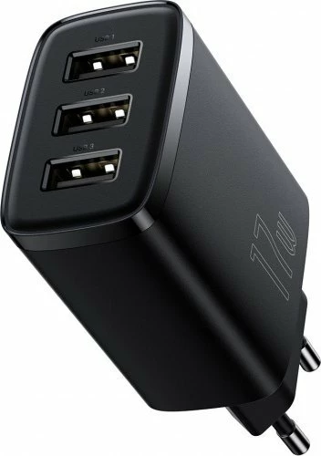 Karikues Baseus 3x USB-A 3.4A 17W, i zi