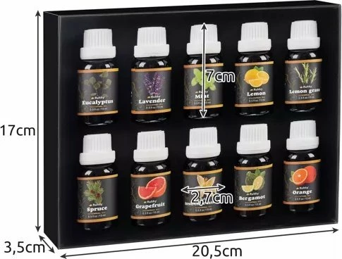 Set vajra esenciale për difuzor Ruhhy 21938, 10x15 ml, 10 aroma (paketë 10 copë)