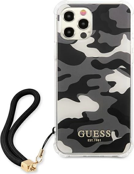 Mbështjellës Guess GUHCP12MKSARBK për iPhone 12/12 Pro, Hardcase, Camo, i zi