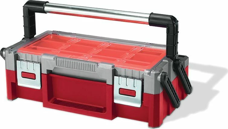 Kuti veglash Keter 237006, 18 kompartimente, kapak transparent, 45.8 cm, e kuqe
