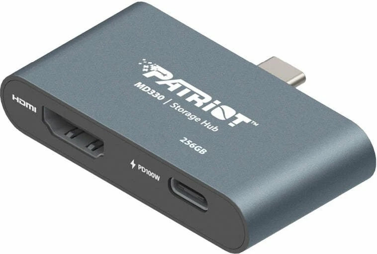 Hub USB-C Patriot MD330 PMD256GH013 256GB, HDMI 4K@60Hz, USB-C PD 100W, USB 3.2 Gen1, argjend