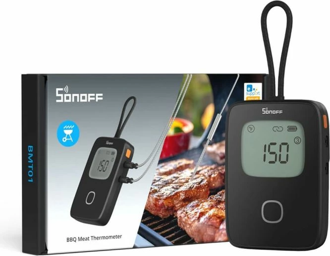Termometër mishi SONOFF BMT01, monitorim me aplikacion, set me 2 sonda, i zi