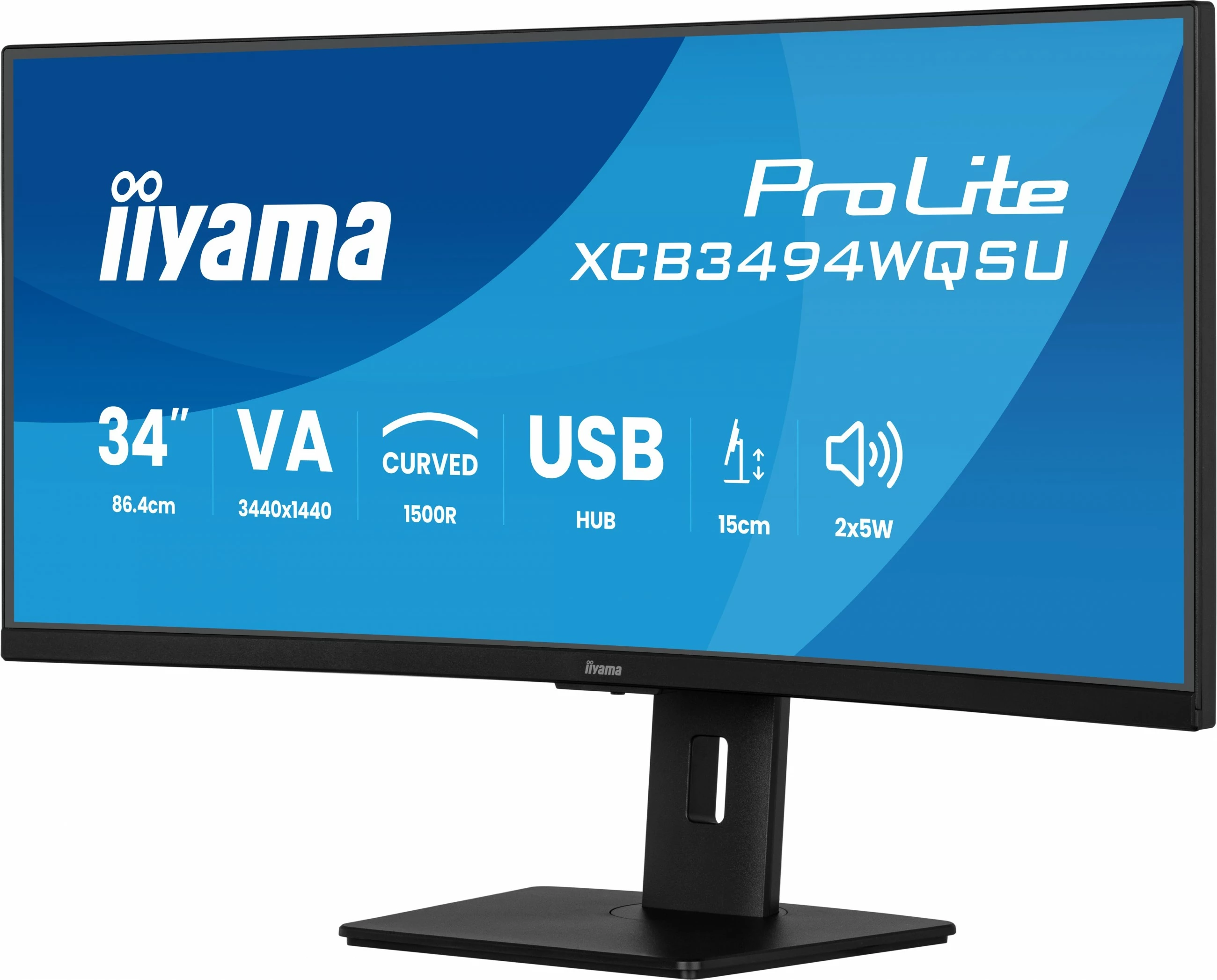 Monitor iiyama ProLite XCB3494WQSU-B1, 34 inç, UltraWide Quad HD, LED, 0.4 ms, zi