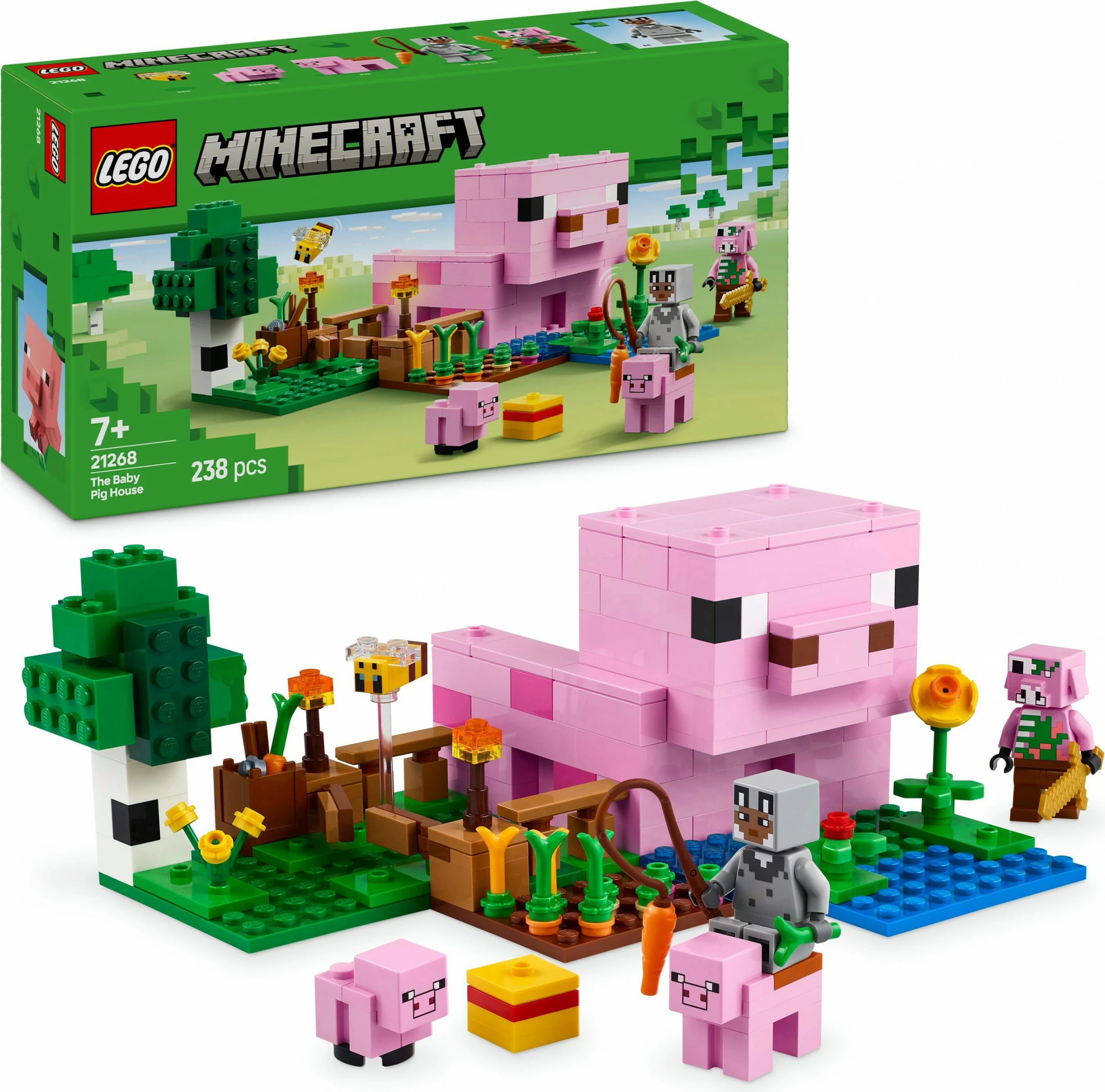 Set ndërtimi LEGO Minecraft 21268 Das Babyschwein-Haus 238 pjesë, multikolor