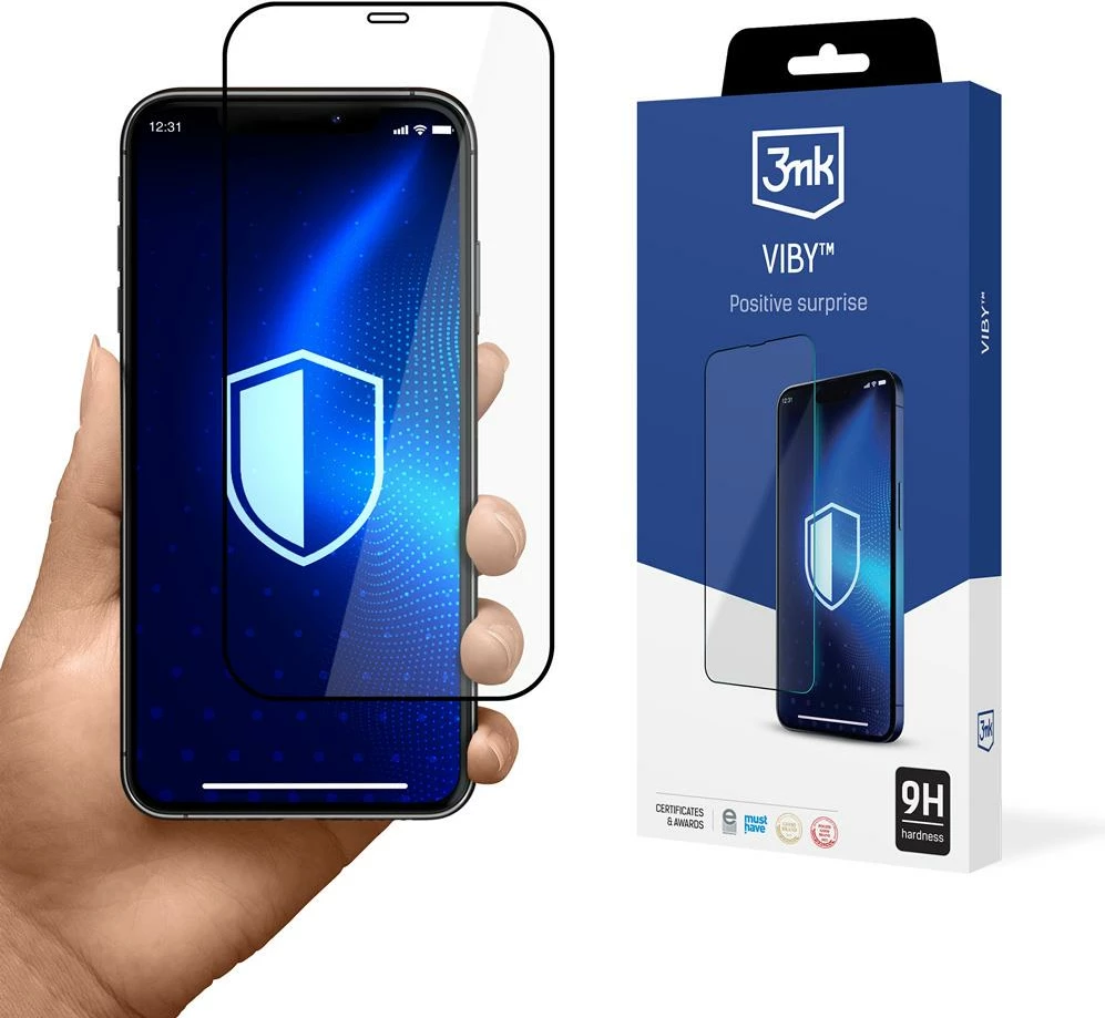 Xham mbrojtës ekrani, 3mk VibyGlass, për Apple iPhone 12 Pro Max, 9H, i zi, 1 copë