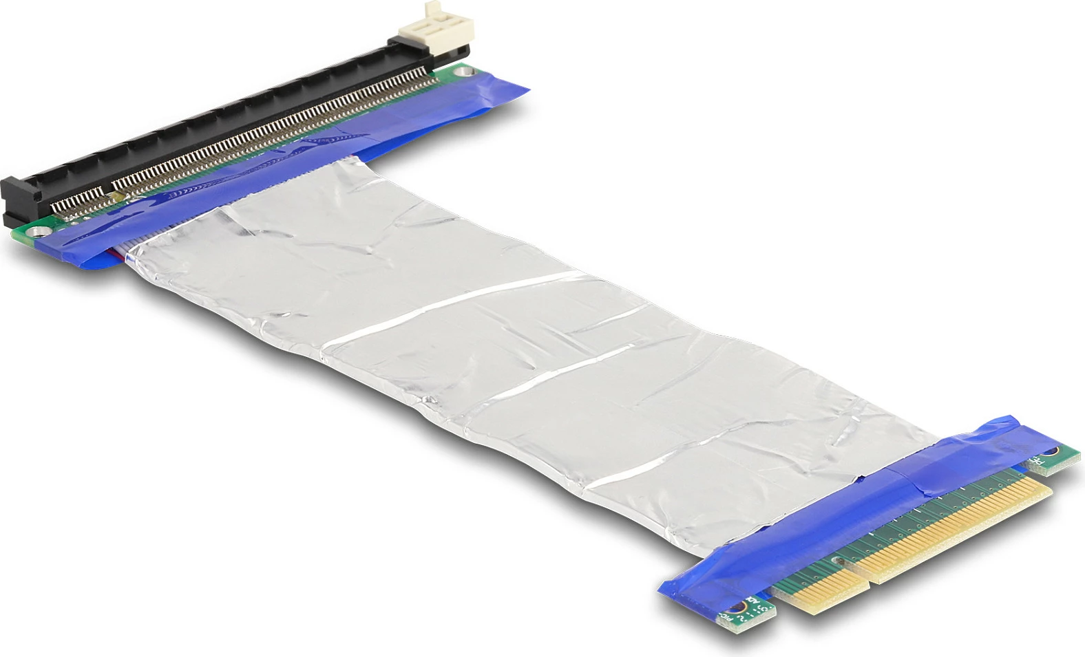 Riser PCIe DeLOCK, PCI-E x8 mashkull në PCI-E x16 (Gen 3.0) femër, kabllo 20 cm, argjend