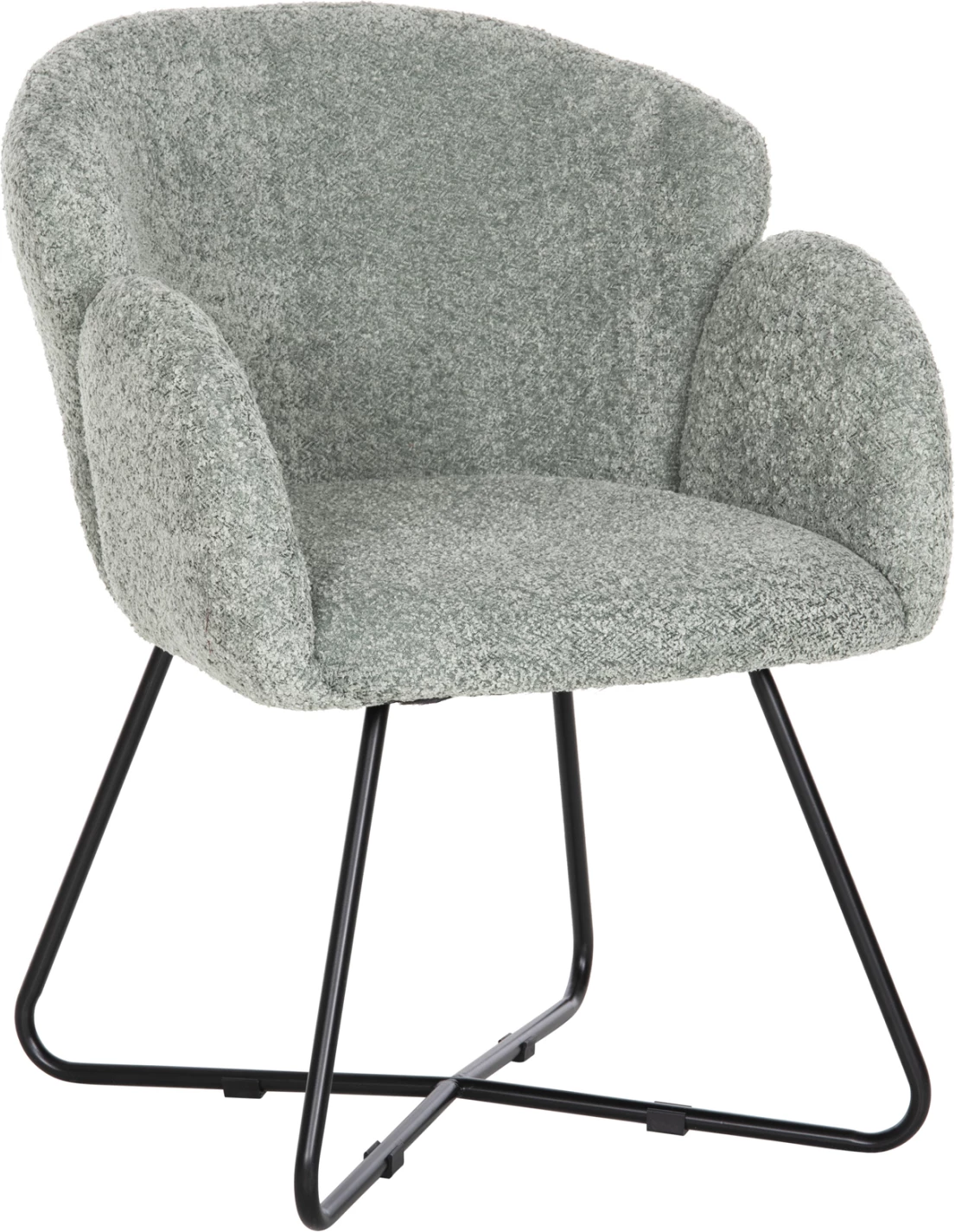 Karrige e rehatshme HARNIS FH9603.05, ngjyrë fistik, bazë metalike e zezë, 59.5x64x77H cm