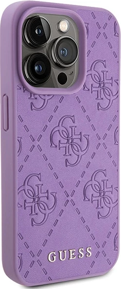 Mbështjellës Guess Leather 4G Stamped për iPhone 15 Pro Max, vjollcë