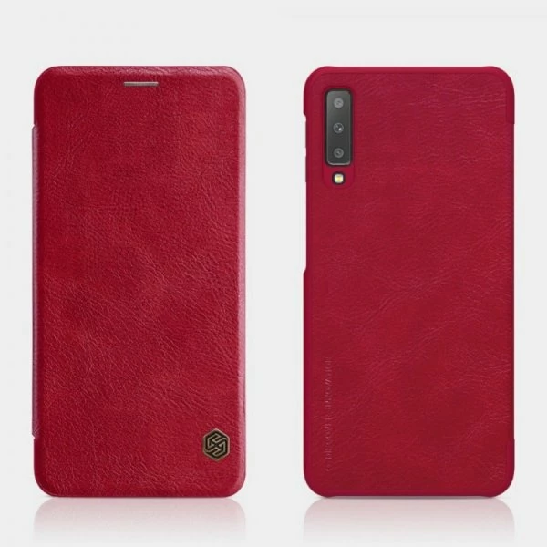 Mbështjellës flip NILLKIN QIN për iPhone 12 Pro Max, genuine leather, kuqe