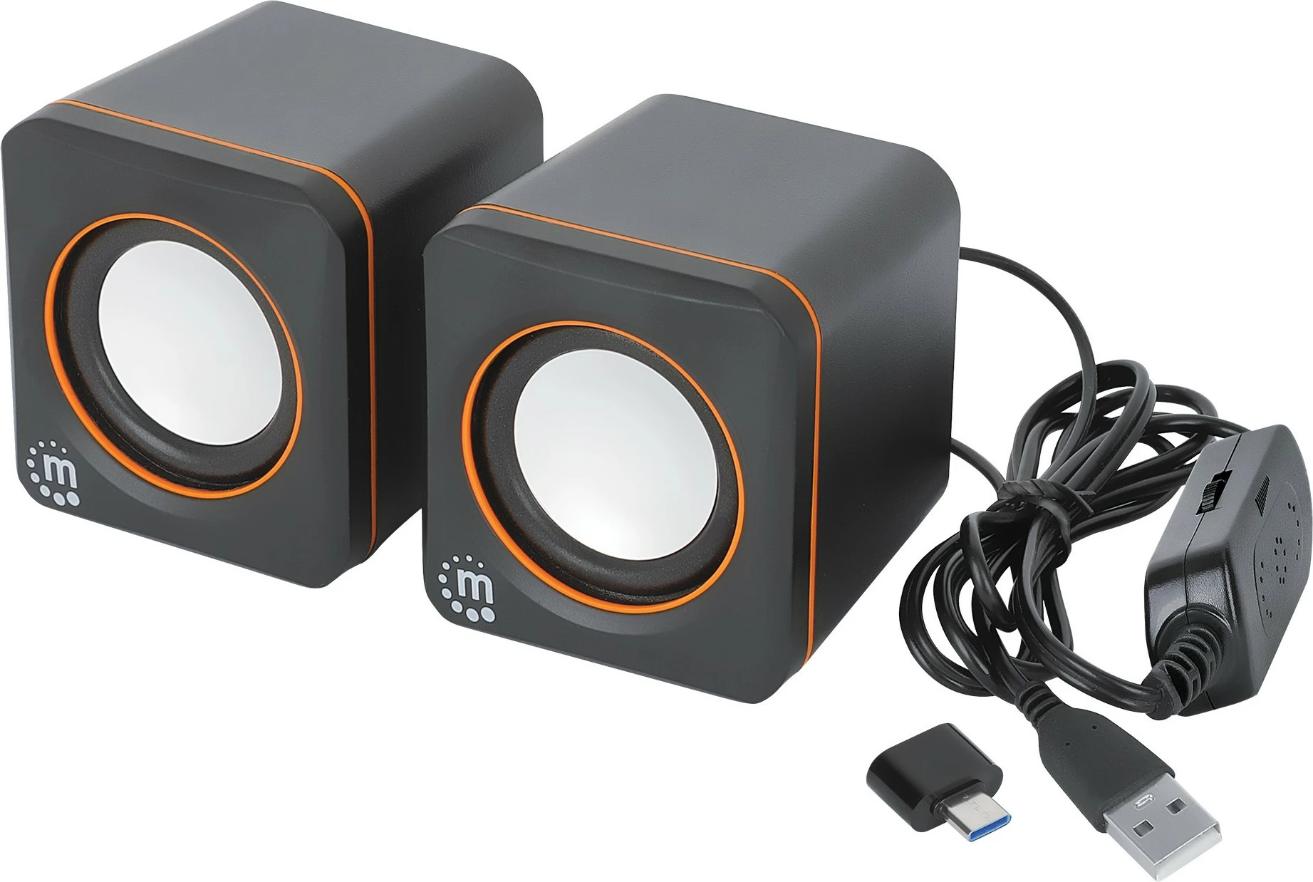 Kufje stereo Manhattan 2600 Series, 2.0 kanale, 6W, USB-A/USB-C, zi/portokalli