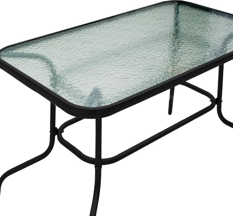 Tavolinë metalike, xham i zi, 110x60x70cm