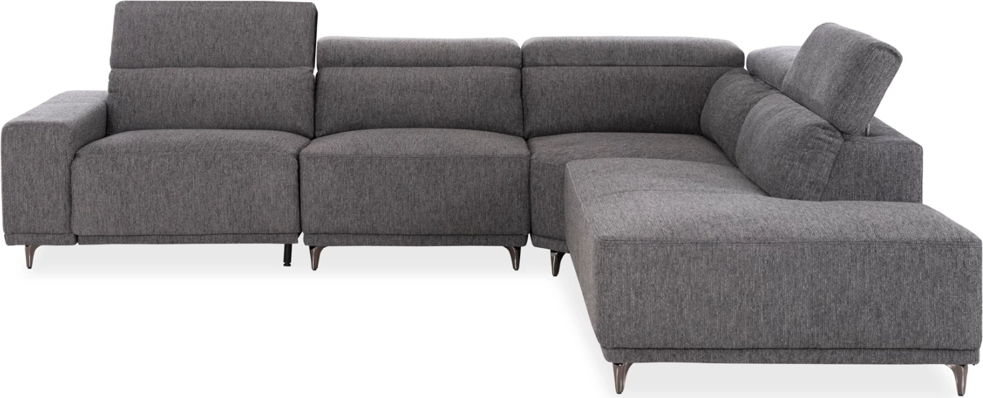 Këndore e djathtë 5-vendëshe me recliner Lunaris CD3316.01R, material gri, 307x267x94H