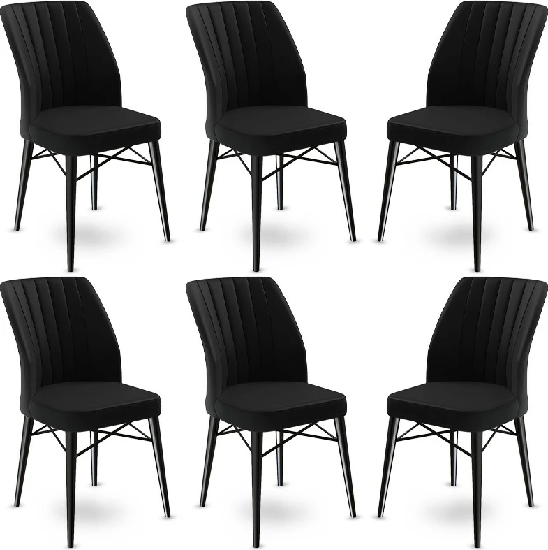 Set karrigesh (6 copë) Hanah Home, Flex, ngjyrë e zezë