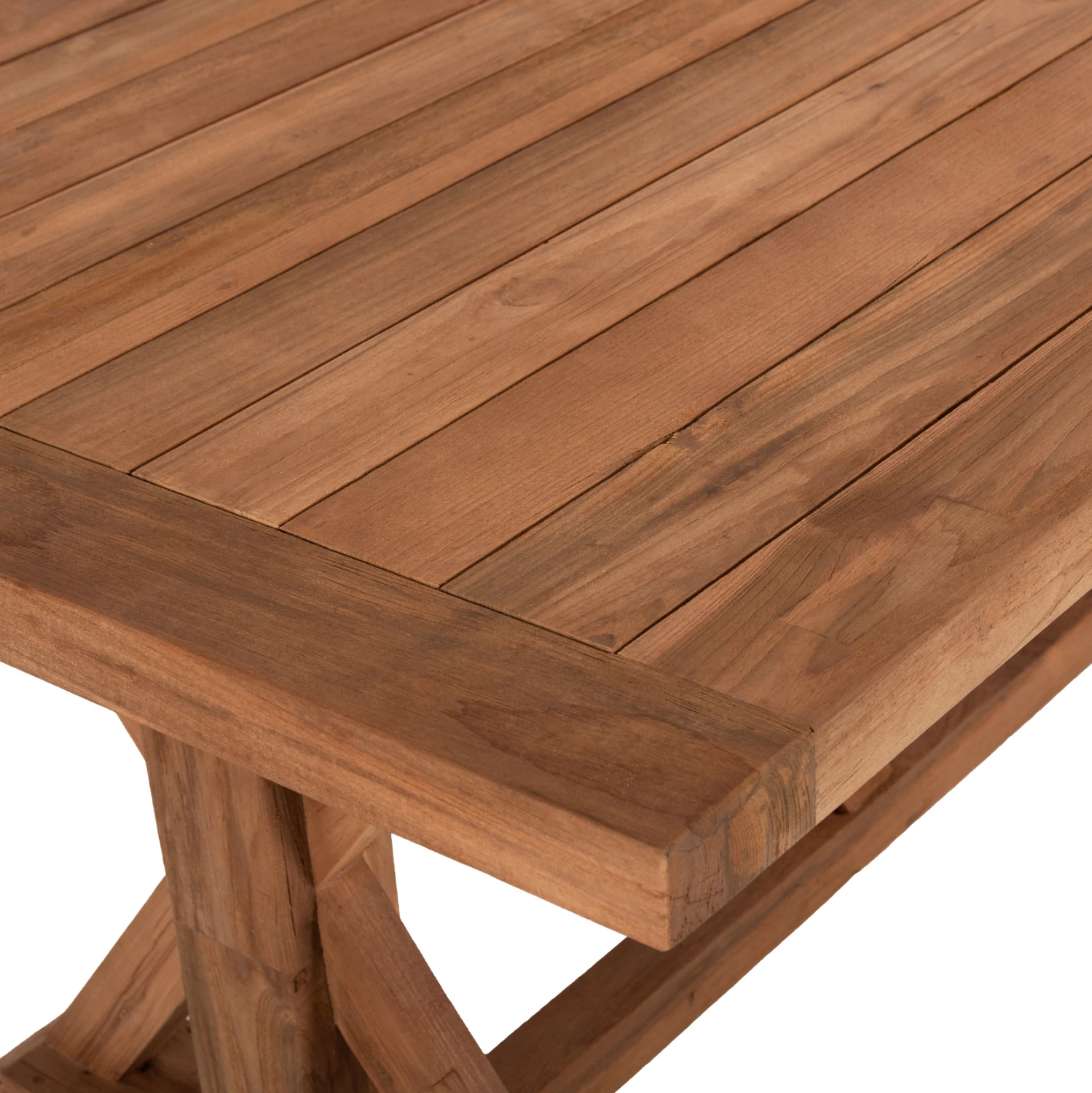 Tavolinë ngrënieje me këmbë kryq, dru TEAK, ngjyrë natyrale, FH9563, 350x120x75H cm