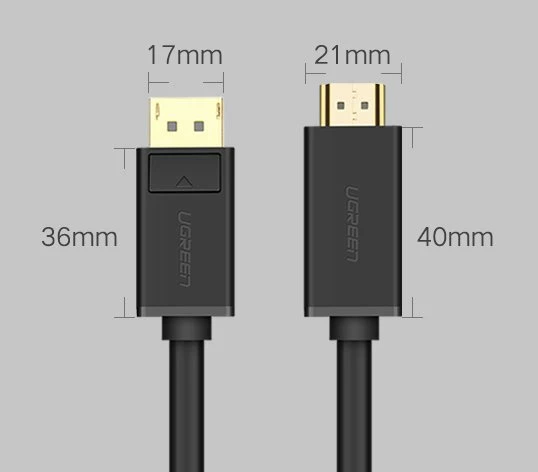 Kabllo Ugreen DisplayPort në HDMI, 2m, 4K, e zezë (DP101 10202)