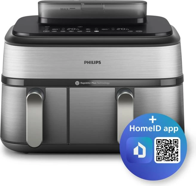 Fritezë me ajër Philips NA555/00 dual basket 9L 2750W, argjendtë