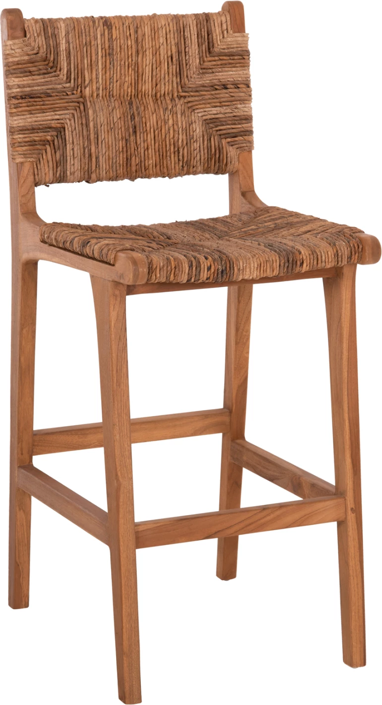 Karrige për bar WALTER FH9841 dru teak natyral-rush matt 46x55x105Hcm.