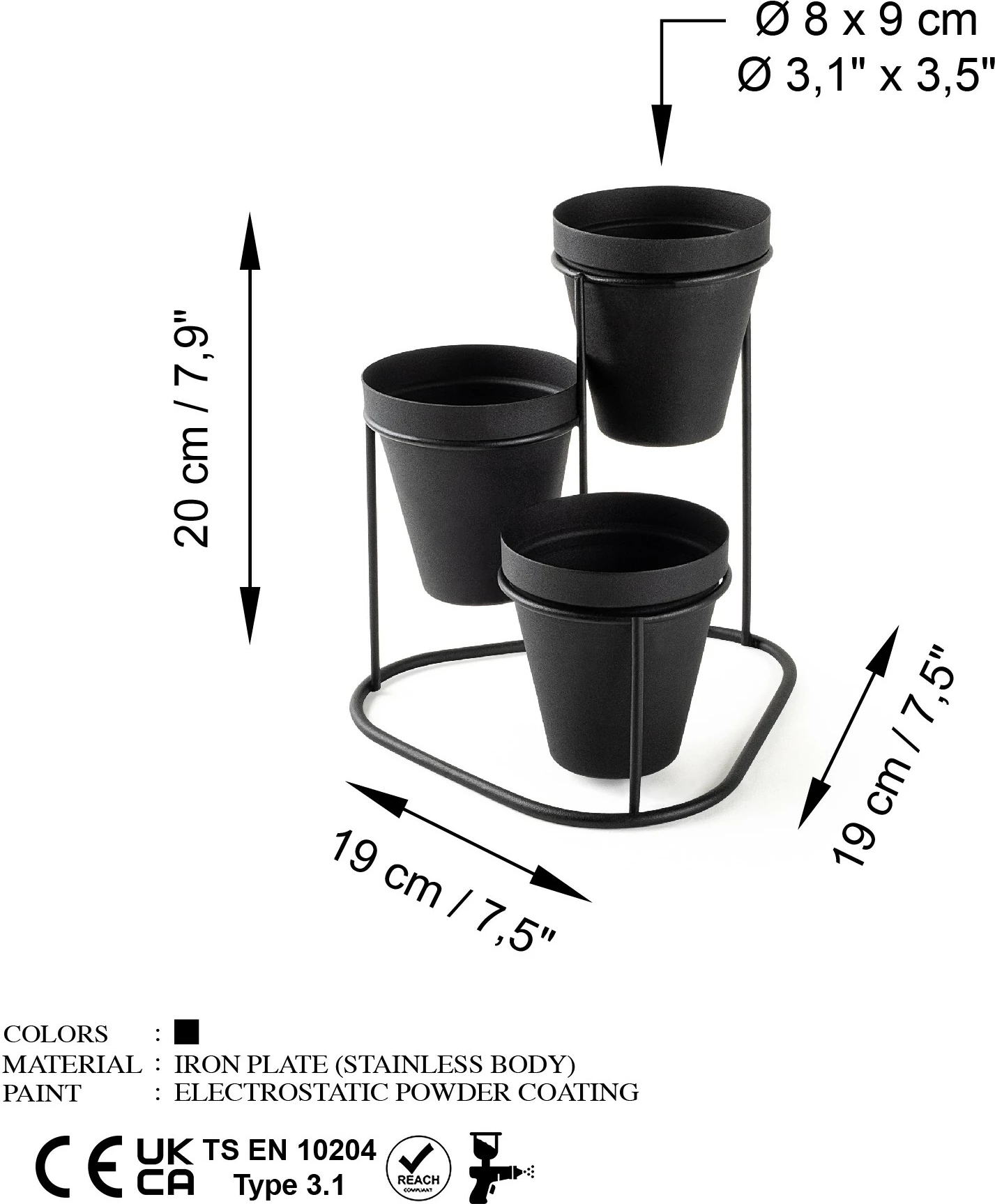 Aksesor dekorativ metalik Aberto Design, GED-014, ngjyrë e zezë