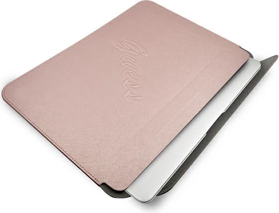 Mbështjellës Guess Saffiano Script për laptop 13", rozë