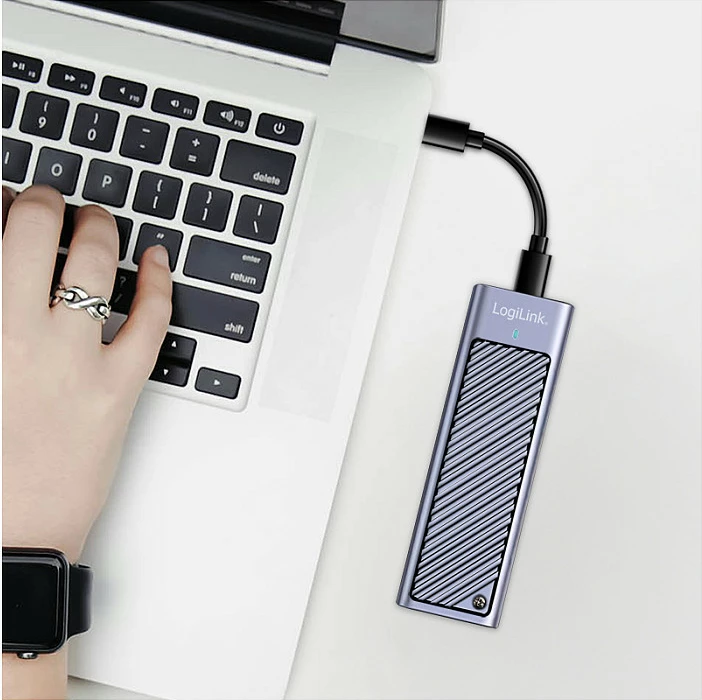 Kasë e jashtme SSD LogiLink, USB 3.2 Gen2x2 20Gbps, USB-C, për PCIe NVMe/SATA, gri