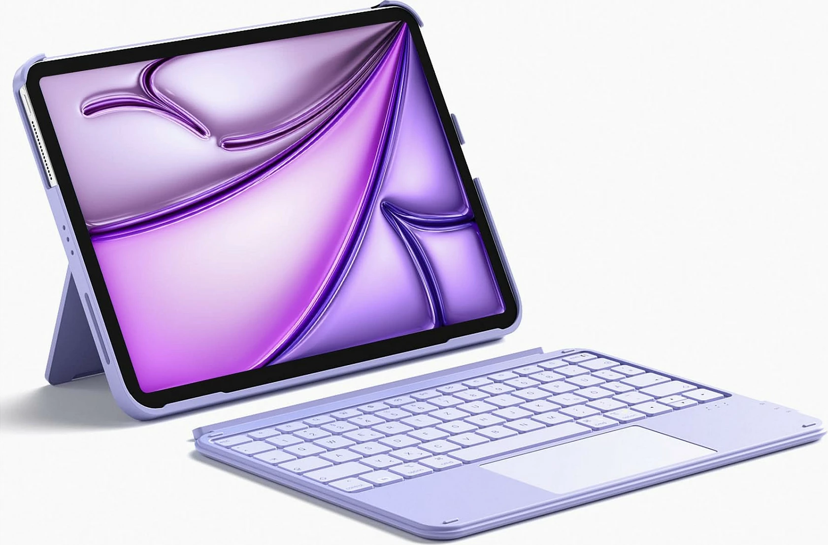 Tastierë Bluetooth inateck për iPad 11" dhe iPad Air 4/5 Gen, QWERTZ, me mbështjellës dhe touchpad, vjollcë