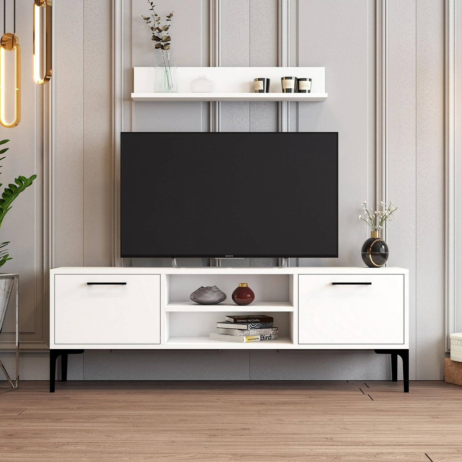 Komodë TV Hanah Home, Riga, e bardhë