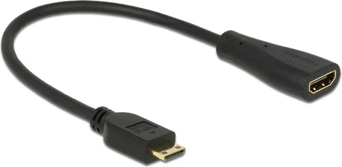Kabëll HDMI DeLOCK 0.23m, mini HDMI në HDMI, i zi