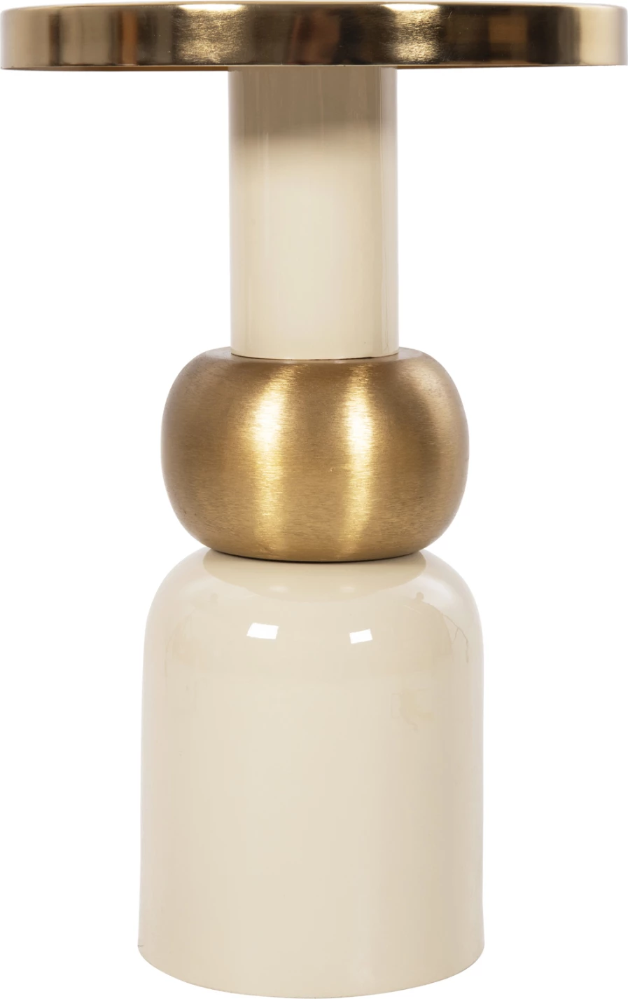 Tavolinë ndihmëse AMBUR FH4238.03 metalike, ngjyrë ecru-ari, Φ40.5x62H cm