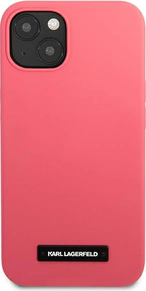 Mbështjellës Karl Lagerfeld për iPhone 13, 6.1", silikon, fuksja