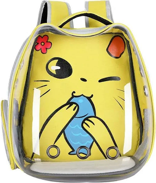 Çantë e shpinës për kafshë shtëpiake me dizajn maceje të verdhë,  ÇVM