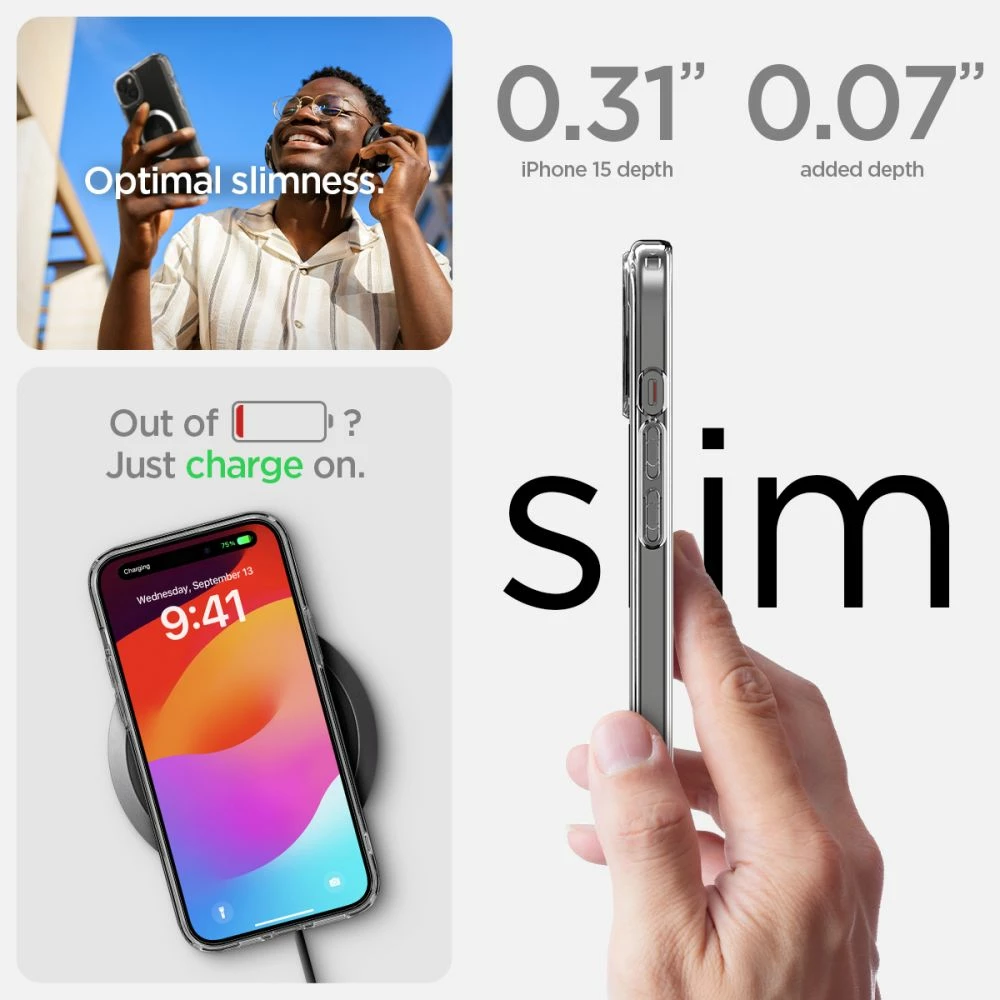 Mbështjellës Spigen Ultra Hybrid Mag për iPhone 15, MagSafe, Transparent/Bardhë