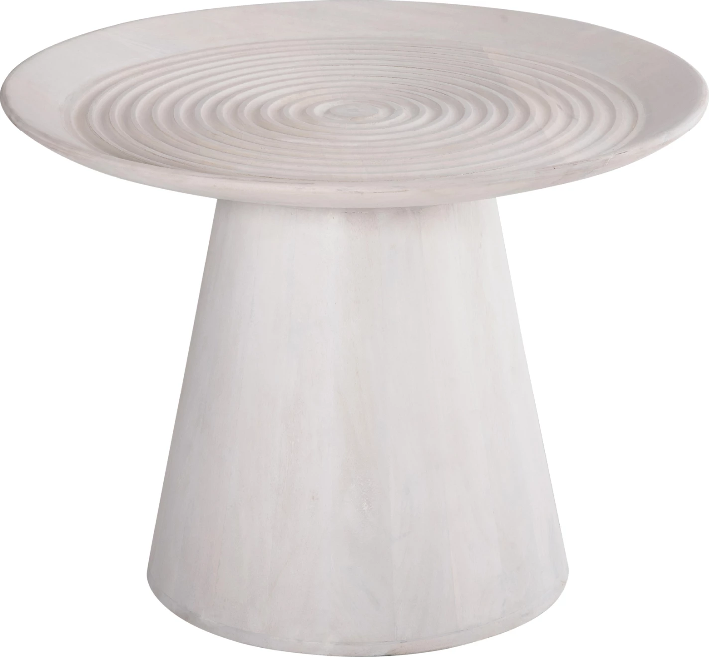 Tavolinë anësore e rrumbullakët ROSS FH9708 dru mango i fortë, ngjyrë e bardhë, Φ45x48H cm