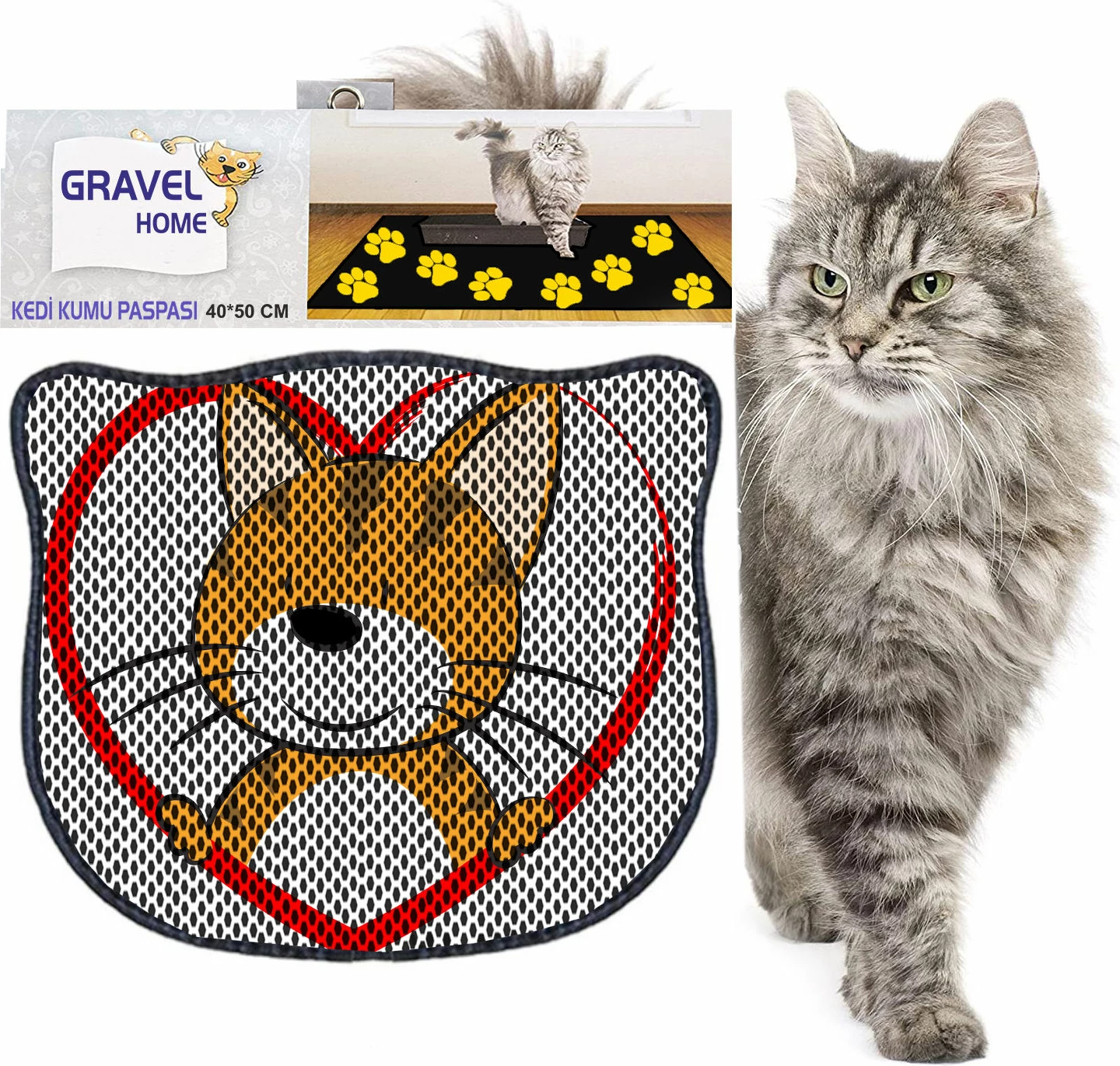 Tapet për rërë mace, shumëngjyrësh, Paws & Whiskers, Kdkafa0216, 40x50cm