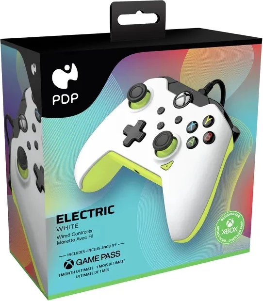 Kontroller i lidhur me kabllo PDP Xbox Wired Controller, 2.5 m, jack 3.5 mm, buton Share, Bardhë/verdhe neon