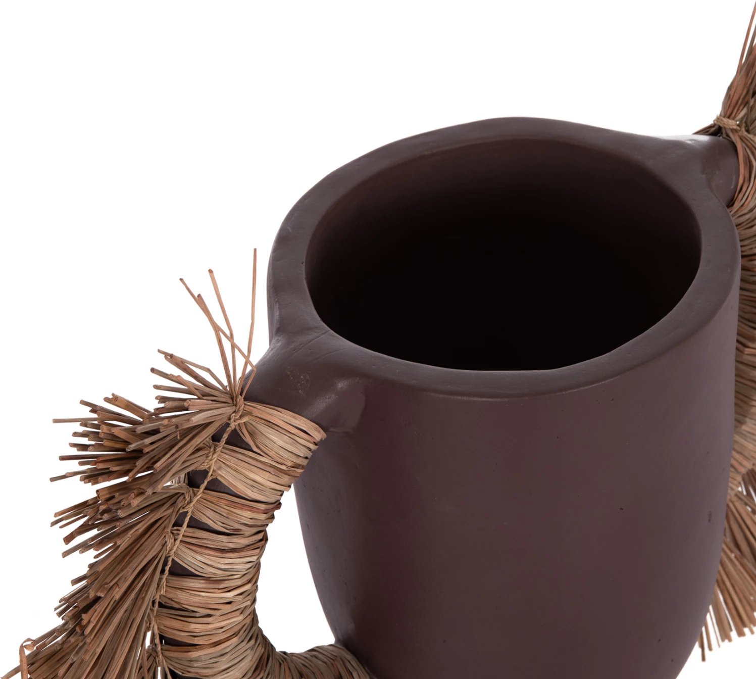 Vazo dekorative tavoline ALICA, terrakotë, ngjyrë çokollate, me bar të thatë, 64x22x38cm
