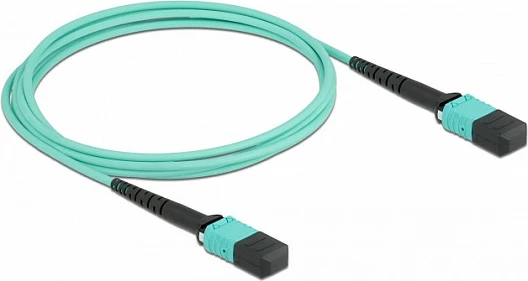 Kabllo fibër optike DeLOCK MPO-MPO, OM4 multimode 50/125µm, 12 fibra, 2 m, ngjyrë aqua