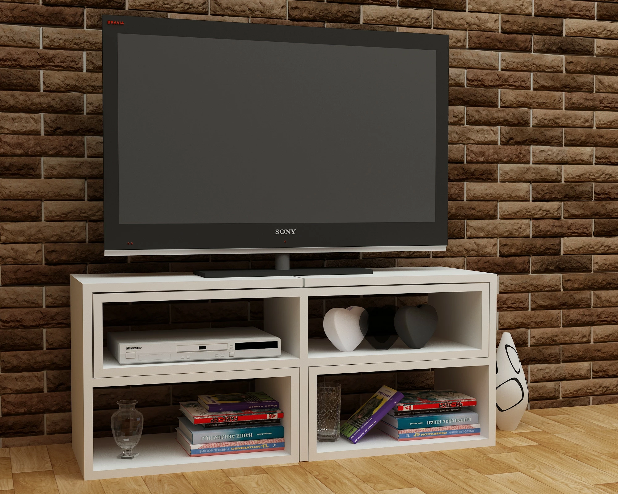 Komodë TV Hanah Home, e bardhë
