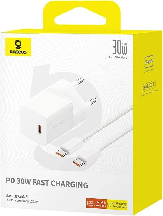 Karikues Baseus P10110902213-01 USB-C GaN5 mini 30W, Bardhë