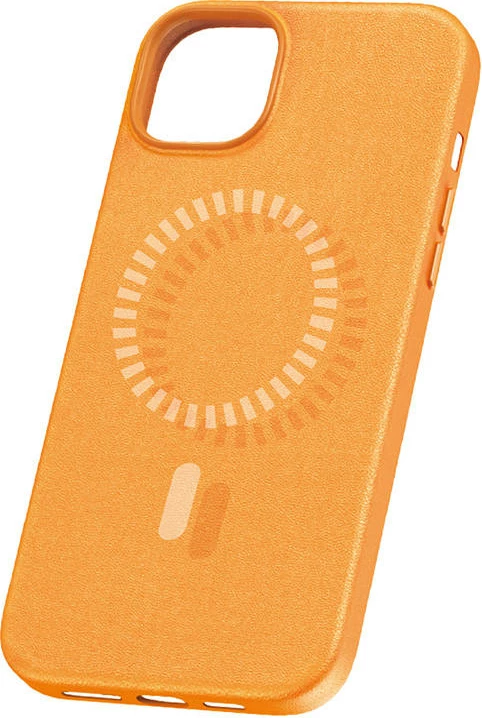 Mbështjellës magnetik për celular Baseus Fauxther Series për iPhone 15 Plus, portokalli