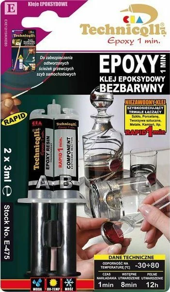 Ngjitës epoksi Technicqll E475 1 min 2x3ml transparent