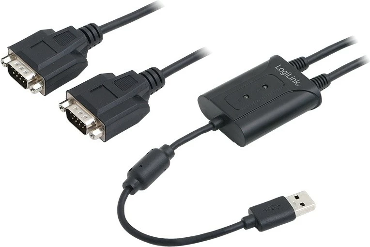 Adapter USB 2.0 në 2 porta seriale LogiLink AU0031, i zi