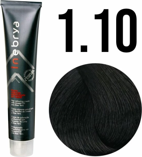 Ngjyrë për flokë Inebrya 1/10 E zezë në të kaltër, 100 ml
