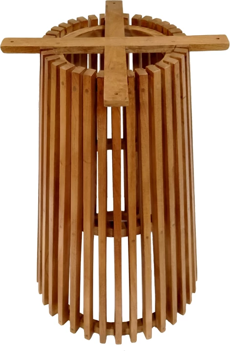 Baza për tavolinë bar për përdorim të brendshëm, dru mindi, ngjyrë natyrale, D60x90cm